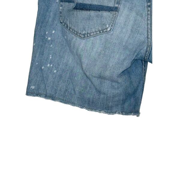 American Eagle Women's Short Raw Hem Distressed Denim Bleach Splatter Blue 6 - Picture 7 of 10